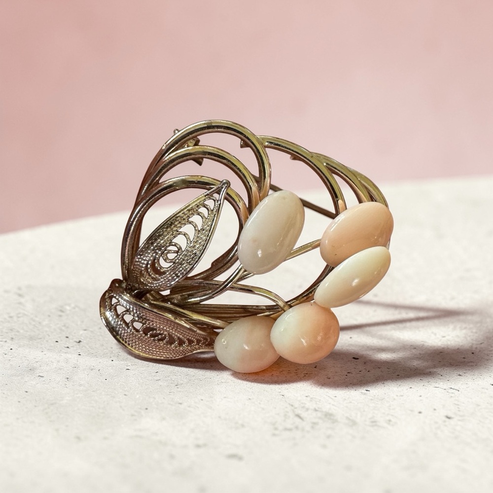 Cream and Soft Pink Floral Brooch